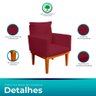 Kit 2 Poltrona Decorativa Duda com Base de Madeira para Sala e Quarto Suede Vermelho - 2