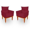 Kit 2 Poltrona Decorativa Duda com Base de Madeira para Sala e Quarto Suede Vermelho - 1