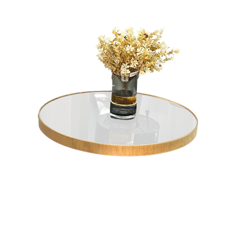 Prato Giratório com Borda de Madeira e Tampo em Vidro 60cm