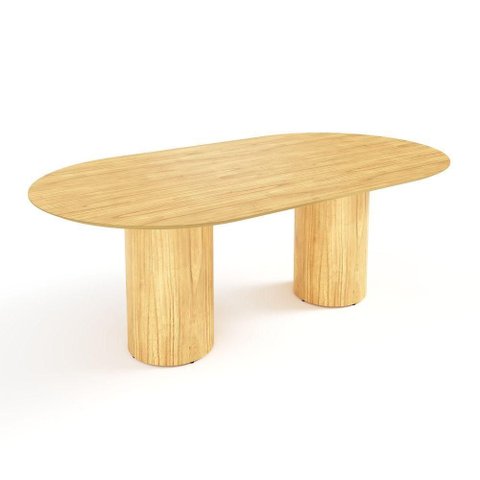 Mesa de Jantar West 180cm X 100cm 6 Lugares Lâmina Natural de Madeira Damasco