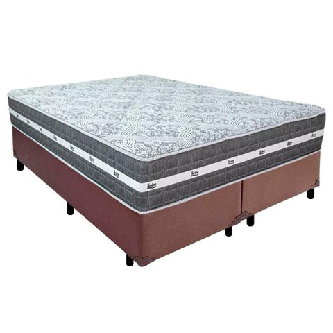 Cama Box Casal Bipartido Sintético + Colchão Anjos Black Graphite Molas Ensacadas 138x188x64cm