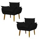 Ver imagem 1 de Kit 2 Poltronas Decorativa Sala e Quarto Opala Suede Herrero Cor:preto