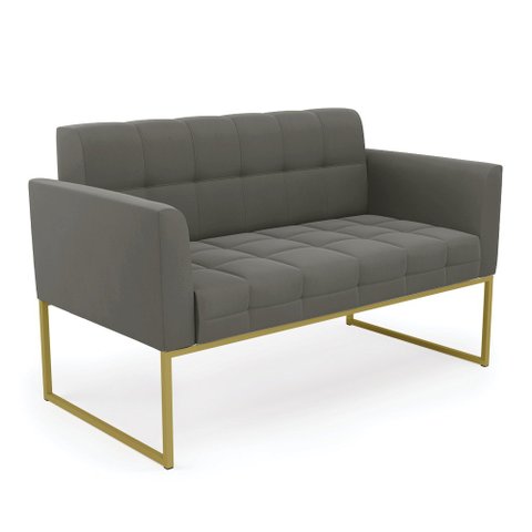 Sofá Namoradeira Elisa Suede Base Metálica Industrial Dourada - D'Rossi Grafite