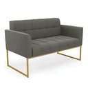 Ver imagem 1 de Sofá Namoradeira Elisa Suede Base Metálica Industrial Dourada - D'Rossi Grafite
