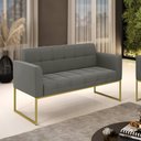 Ver imagem 2 de Sofá Namoradeira Elisa Suede Base Metálica Industrial Dourada - D'Rossi Grafite