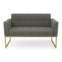 Ver imagem 3 de Sofá Namoradeira Elisa Suede Base Metálica Industrial Dourada - D'Rossi Grafite