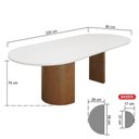 Ver imagem 4 de Mesa de Jantar Flórida Oblongo 8 Lugares Tampo Oblongo MDF Laqueado Amêndoa com Vidro Off-White