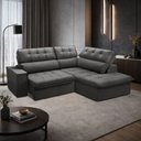 Ver imagem 3 de Sofá 3 Lugares Retrátil Reclinável Chaise Direito 243cm Solin F04 Veludo Grafite - Lyam Decor