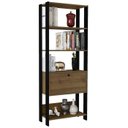 Ver imagem 2 de Estante Livreiro 1 Porta 166x63 Cm Pinho Preto Arly