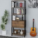 Ver imagem 7 de Estante Livreiro 1 Porta 166x63 Cm Pinho Preto Arly