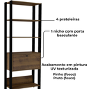 Ver imagem 5 de Estante Livreiro 1 Porta 166x63 Cm Pinho Preto Arly