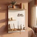 Ver imagem 1 de Prateleira Cantinho da Oração Painel Suspenso MDF Branco Amadeirado Letra 3D