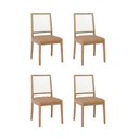 Ver imagem 1 de Kit 4 Cadeiras para Sala de Jantar Estofadas Marcela Marrom/Madeira/Kaki
