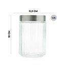 Ver imagem 2 de Kit 5 Porta Mantimentos Vidro com Tampa Aço Inox e Visor 1,2l Lyor