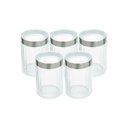 Ver imagem 1 de Kit 5 Porta Mantimentos Vidro com Tampa Aço Inox e Visor 1,2l Lyor