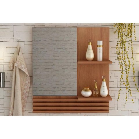 Armário de Banheiro C-espelho Suspenso Bn3614 60cm Cor Amêndoa - Tecno Mobili