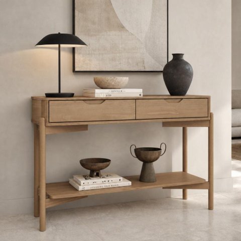 Aparador para Sala Madeira Maciça 2 Gavetas 120cm Benton F06 Tauari - Lyam Decor