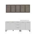 Ver imagem 1 de Cozinha Compacta Amara 9 Portas 3 Gavetas com Vidro 40250789 Branco - Politorno
