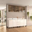 Ver imagem 4 de Cozinha Compacta Amara 9 Portas 3 Gavetas com Vidro 40250789 Branco - Politorno