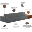 Ver imagem 4 de Sofá Ilha Modular para Sala 392cm com Puff Dublin K01 Bouclê Cinza Sintético Caramelo - Lyam Decor
