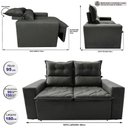 Ver imagem 2 de Sofá 3 Lugares Retrátil e Reclinável 1.80m Cama Inbox Smal com Bordado Pantográfico Suede Cinza