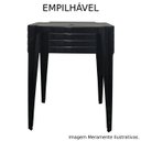 Ver imagem 2 de Mesa Quadrada Plástico Monobloco 70cm Preta + 2 Cadeiras Vime Empilhável