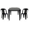 Mesa Quadrada Plástico Monobloco 70cm Preta + 2 Cadeiras Vime Empilhável - 1