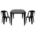 Ver imagem 1 de Mesa Quadrada Plástico Monobloco 70cm Preta + 2 Cadeiras Vime Empilhável