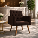 Ver imagem 2 de Poltrona Decorativa Capitonê Confortável para Recepção Marrom
