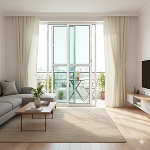 Porta Balcão de Alumínio Branco 2 Folhas 210x150 com Fechadura Linha 25