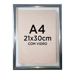 Moldura de Alumínio para Quadro A4 21x30cm Diploma Certificado Foto com Vidro Duplo Tacolado 10 Unid - 1