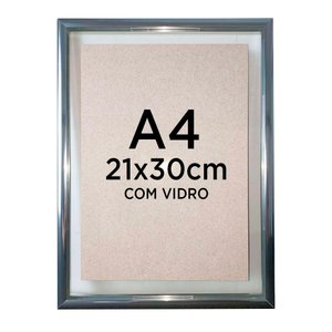 Moldura de Alumínio para Quadro A4 21x30cm Diploma Certificado Foto com Vidro Duplo Tacolado 10 Unid
