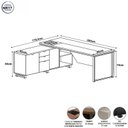 Ver imagem 3 de Mesa de Escritório Executiva com Armário Lateral e Caixa de Tomadas 3 Gavetas 200cm Corporate Cinza