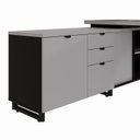 Ver imagem 4 de Mesa de Escritório Executiva com Armário Lateral e Caixa de Tomadas 3 Gavetas 200cm Corporate Cinza Sagrado E Preto