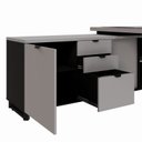 Ver imagem 6 de Mesa de Escritório Executiva com Armário Lateral e Caixa de Tomadas 3 Gavetas 200cm Corporate Cinza Sagrado E Preto