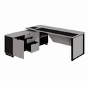 Ver imagem 5 de Mesa de Escritório Executiva com Armário Lateral e Caixa de Tomadas 3 Gavetas 200cm Corporate Cinza Sagrado E Preto