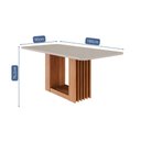 Ver imagem 3 de Mesa Multiuso Cozinha Ariela C/ Tampo Madeirado Vidro 180x90cm Cinamomo/off White - Cimol