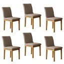 Ver imagem 1 de Kit 6 Cadeiras para Sala de Jantar Pés Madeira Maciça Bella Bege/Cinamomo