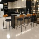 Ver imagem 2 de Kit 02 Banquetas Baixa Cozinha Sala Jantar Bancada Milão L02 Couríssimo Whisky Chumbo - lyam