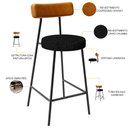 Ver imagem 4 de Kit 02 Banquetas Baixa Cozinha Sala Jantar Bancada Milão L02 Couríssimo Whisky Chumbo - lyam