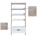 Ver mais imagens de Estante de Livros 100% MDF 81CMX183CM 2 Gavetas e 4 Prateleiras Elvis Branco/Carvalho