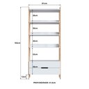 Ver imagem 3 de Estante de Livros 100% MDF 81CMX183CM 2 Gavetas e 4 Prateleiras Elvis Branco/Carvalho