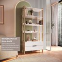 Ver imagem 5 de Estante de Livros 100% MDF 81CMX183CM 2 Gavetas e 4 Prateleiras Elvis Branco/Carvalho