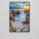 Ver imagem 3 de Quadro Decorativo Mar entre Pedras Vertical Sala Quarto Casa Escritório
