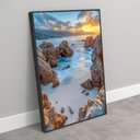 Ver imagem 2 de Quadro Decorativo Mar entre Pedras Vertical Sala Quarto Casa Escritório