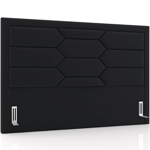 Cabeceira Cama Box King 195cm Estofada Nora P05 Veludo Preto - Lyam Decor