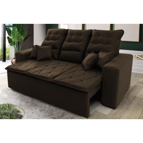 Sofá Retrátil e Reclinável 180cm Suede com Molas Espirais Europa King House