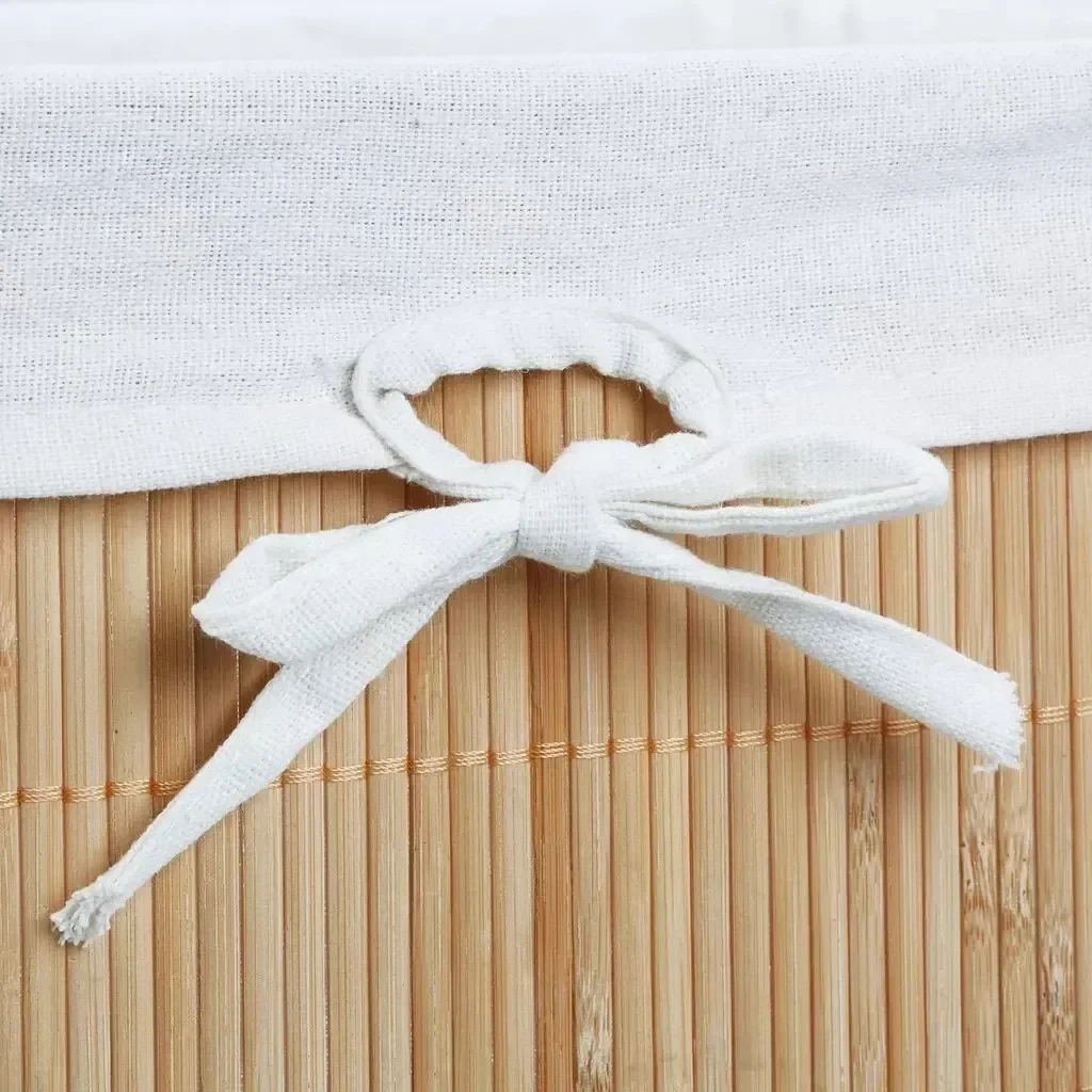 Ver imagem 3 de Kit 4 Cestos Organizadores de Bambu Multiuso C/ Forro