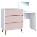 Ver imagem 2 de Cômoda Quarto 135cm com Penteadeira Nuvia Branco/rosa Milkshake C06 - Mpozenato