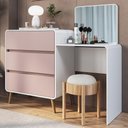 Ver imagem 1 de Cômoda Quarto 135cm com Penteadeira Nuvia Branco/rosa Milkshake C06 - Mpozenato